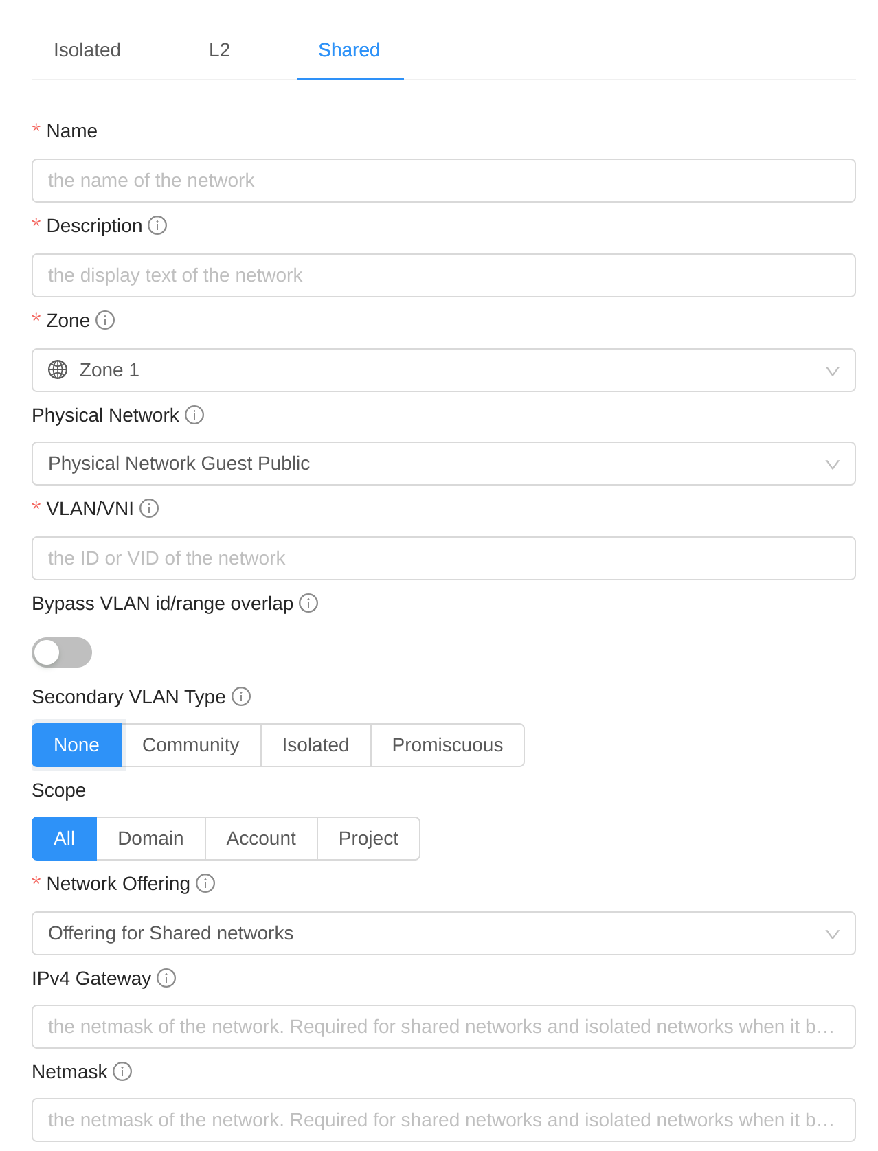 Add Shared Guest network.