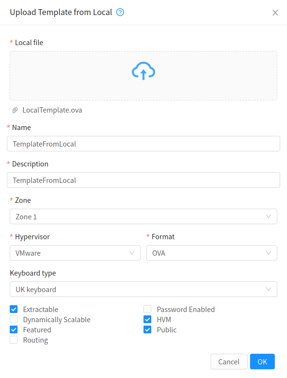 Upload Template from local