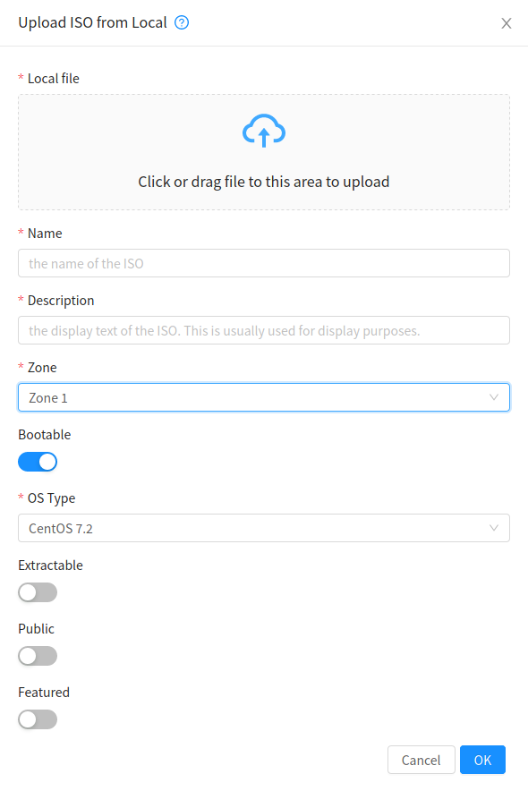 Upload ISO from local